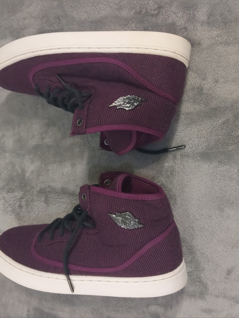 Jordan Women's High-Top Canvas Sneakers in Deep Plum Size 6.5 - Picture 6 of 11